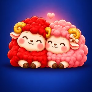 붉은 양과 분홍 양